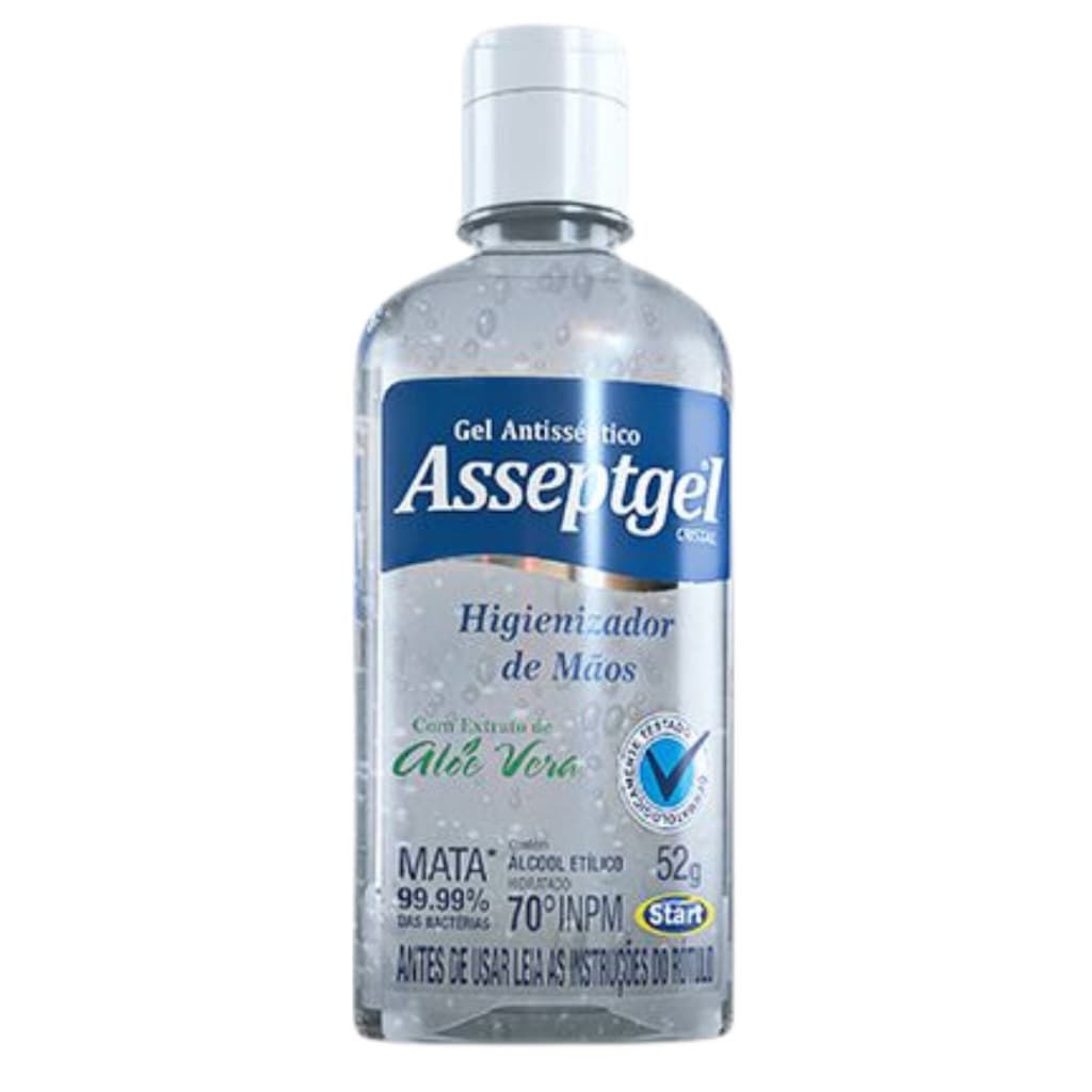 Ácool em Gel Antisséptico 52gr Asseptgel Higiene Eficaz e Hidratação com Aloe Vera