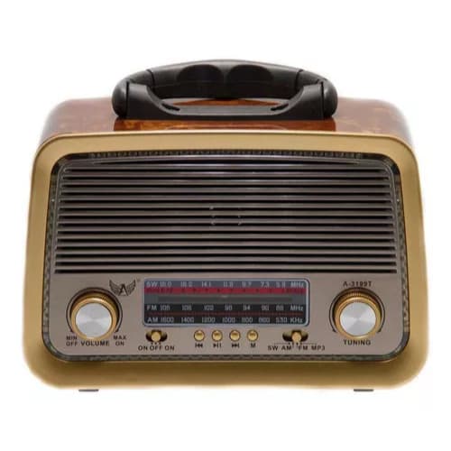 Rádio Retro Vintage Bluetooth Am Fm Usb Aux Sd Caixa de Som Recarregável Antena Analogico