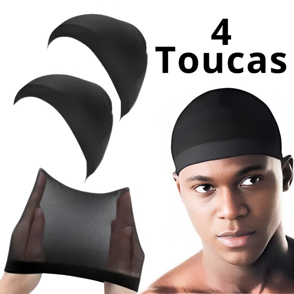 4 Toucas De Pressão Wave Cap Cabelo Afro Ondas 360 Waves touca nero touca para tranças toca de nero.