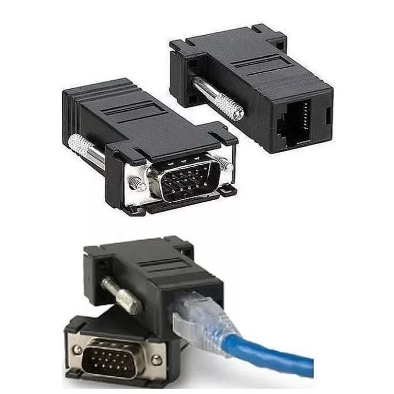 kit com 2 unidades Adaptador Extensor Vga Video Via Cabo Rede Rj45