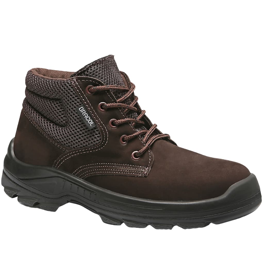 Bota Segurança Ocupacional Cadarço Bracol Bico PVC Couro Nobuck Marrom Bidensidade 4031baen4400ll