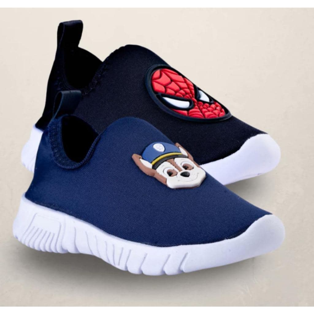 Tenis Infantil Meia Calce Facil Personagem Menino Patrulha Spider Morcego Carros Antiderrapant Conforto Escolar Dia a Di