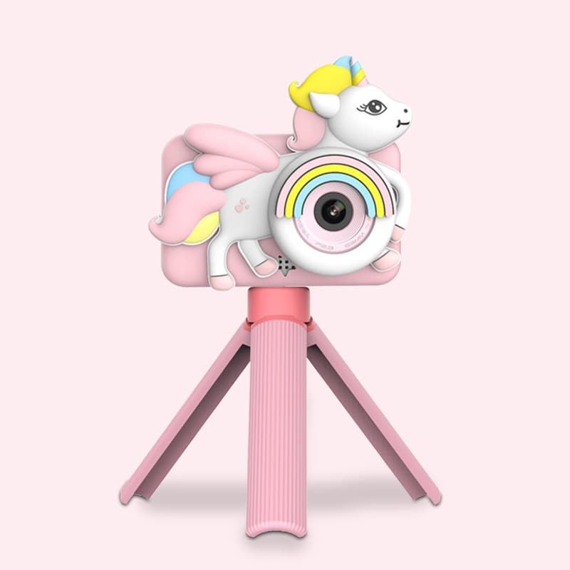Câmera Infantil para Meninos, Meninas, Unicórnio de Desenho Animado com lente flip-up para Selfie e vídeo HD