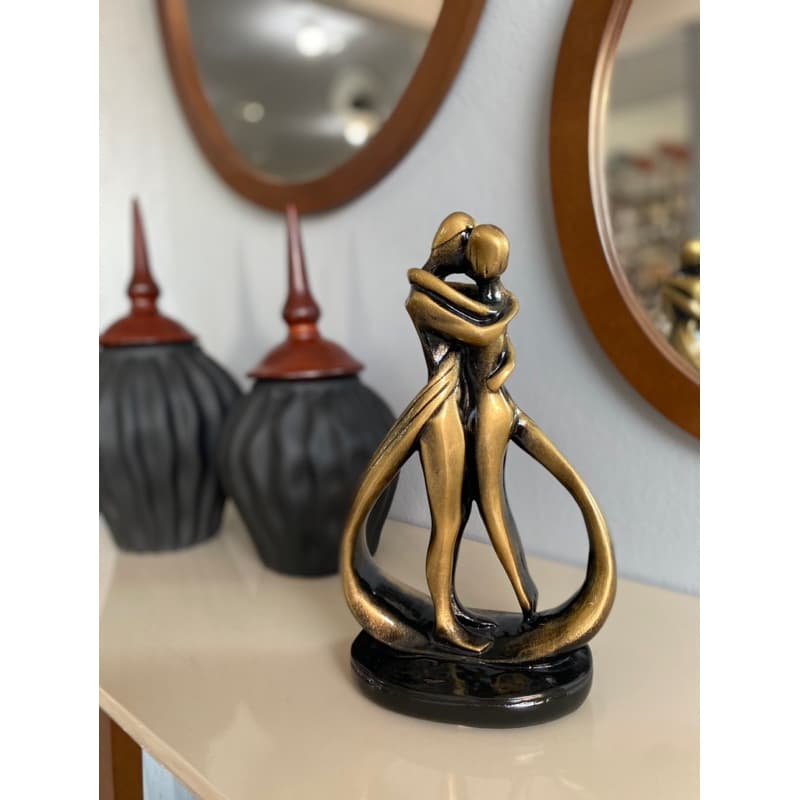 Estatueta Casal Namorado Estilizado Apaixonados Decoração Envelhecido Luxo Decor