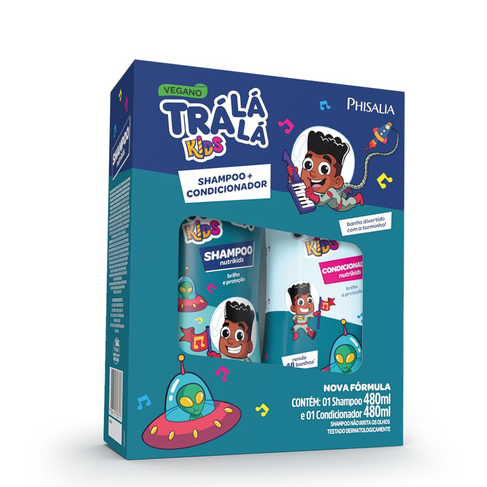Kit Shampoo (480ml) + Condicionador (480ml) Trá Lá Lá Kids - NutriKids