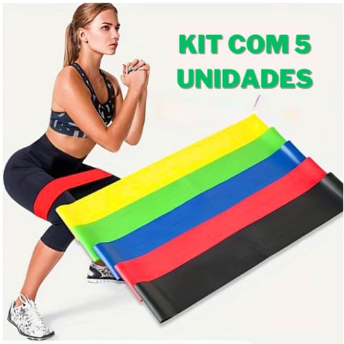 Kit 5 Faixas Mini Band Elásticas Para Exercícios Multifuncional / Yoga / Fisioterapia / Treino