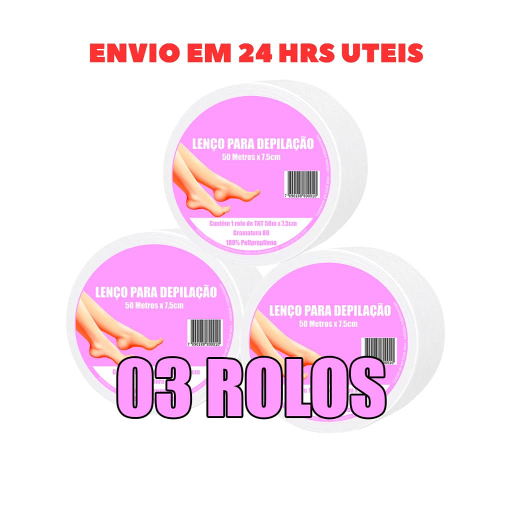Tnt Para Depilação gramatura 80 - Kit 3 Rolos De 50mts X 7,5cm