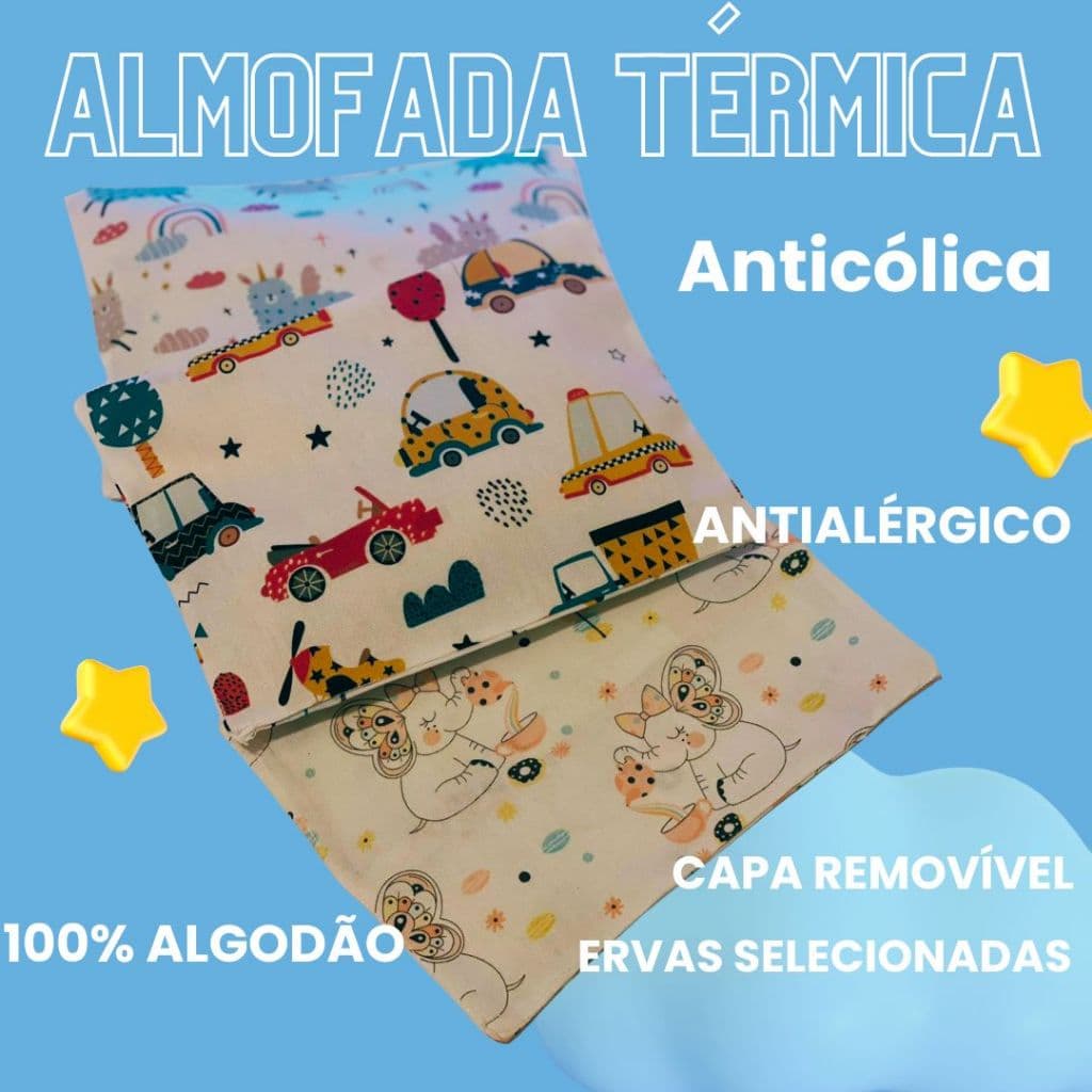 Almofada ANTICÓLICA - Bolsa Térmica de Ervas Sementes para bebê - Antialérgico - Reutilizável