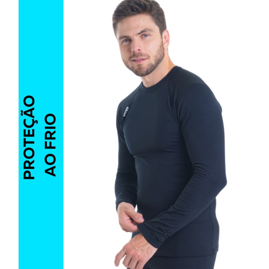 Camiseta Térmica Segunda Pele Flanelada Proteção ao Frio Intenso Unissex Fitness Academia Snugg