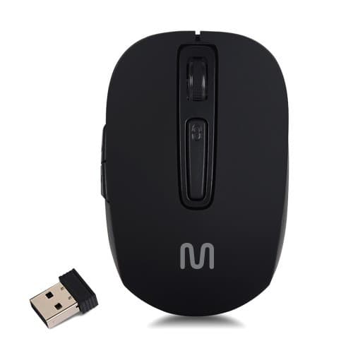 Mouse Sem Fio Recarregável 250mah 1600dpi Ajustável 6 Botões Preto Multi - MO277