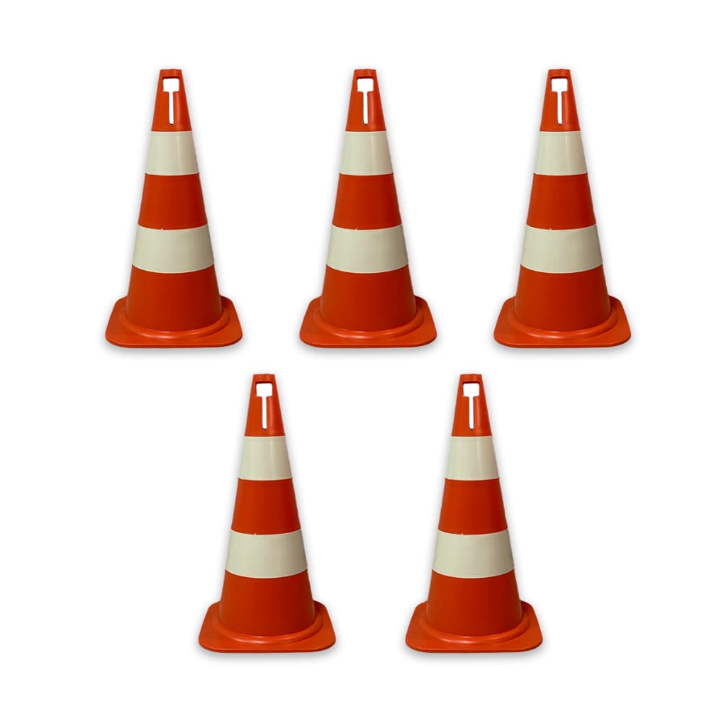 5 Cones Sinalização Segurança Pvc 50cm