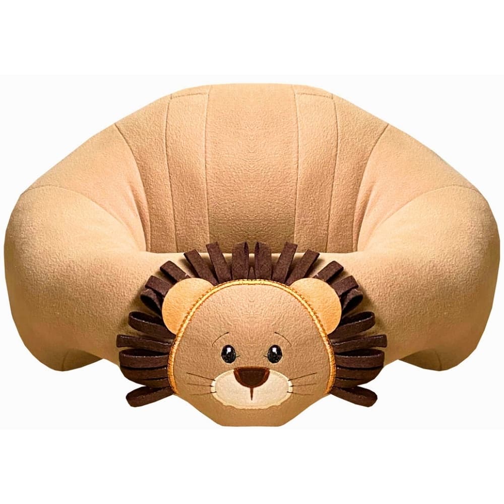 Assento Puff Rei Leão Bege Para Bebe Poltrona De Pelúcia Infantil Com Enchimento Conforto Deluxe