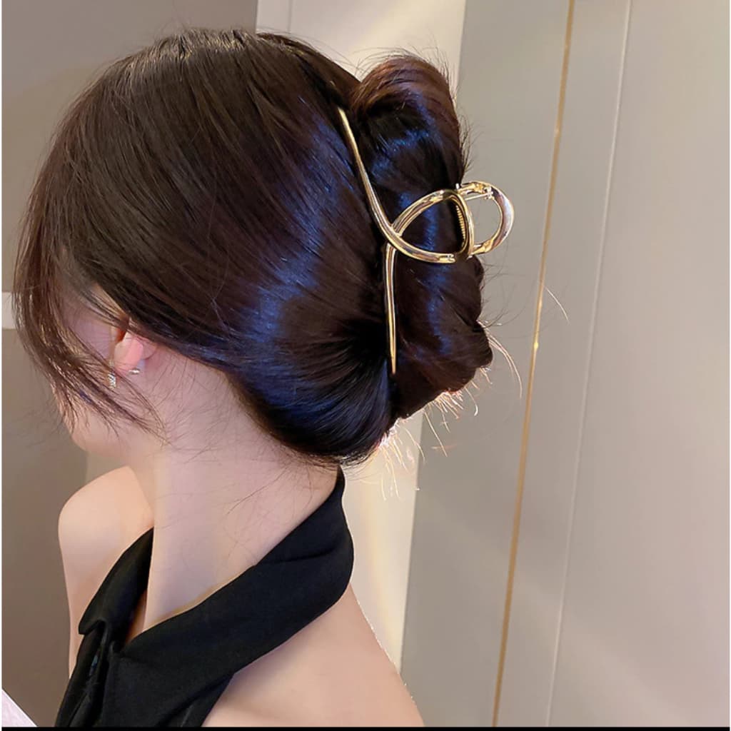 ￼Presilha de cabelo Metal Grande - Fixação Forte, Elegante | Prata/Dourado