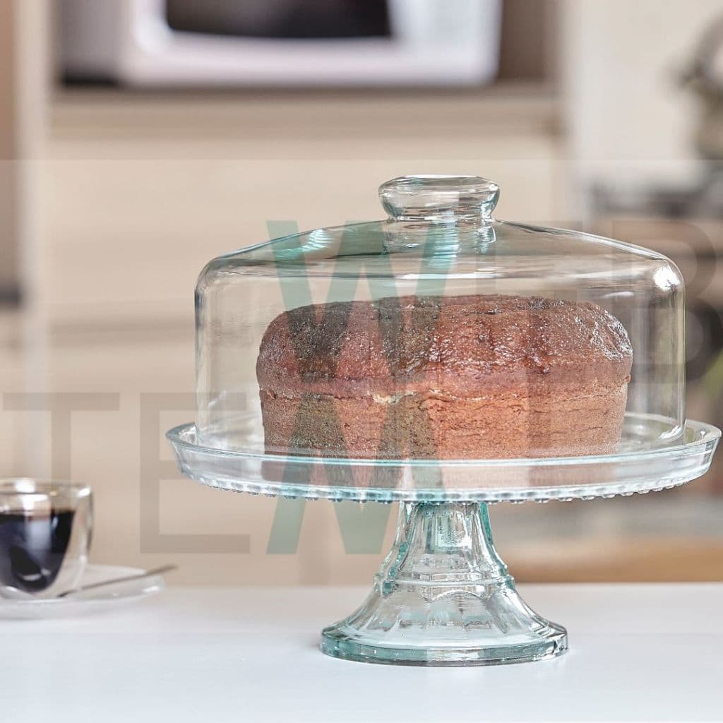 Boleira de Vidro com Pé e Tampa Vitazza Prato 28cm para Bolo, Doces, Sobremesas, Decoração