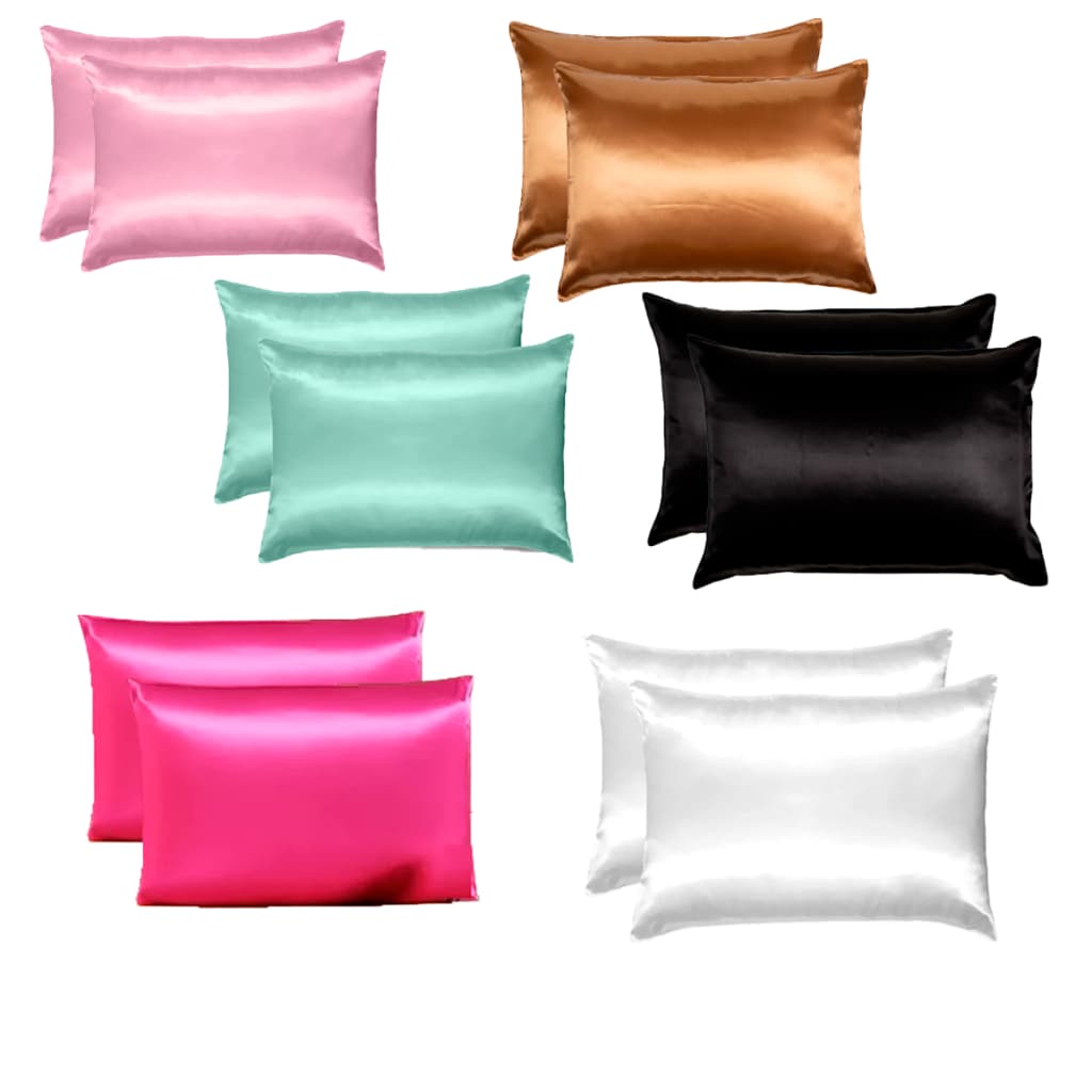 Kit 02 A 06 Fronhas De Cetim Anti Frizz (02 Pares) 70cm X 50cm Diversas Cores