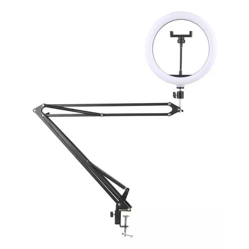 Ring Light Led Iluminador 26cm 10/12 Polegadas – 3 Temperaturas ou RGB + Braço Suporte Articulado Mesa