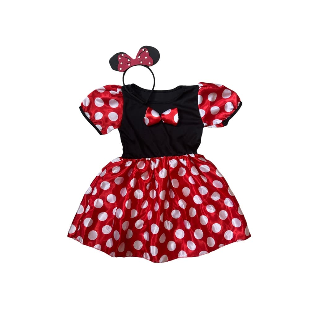 Fantasia da minie ratinha vermelha com tiara menina