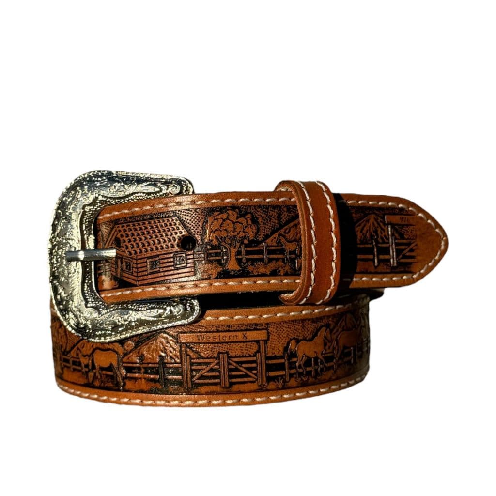 Cinto Country Infantil 100% Couro Legítimo Fazendinha