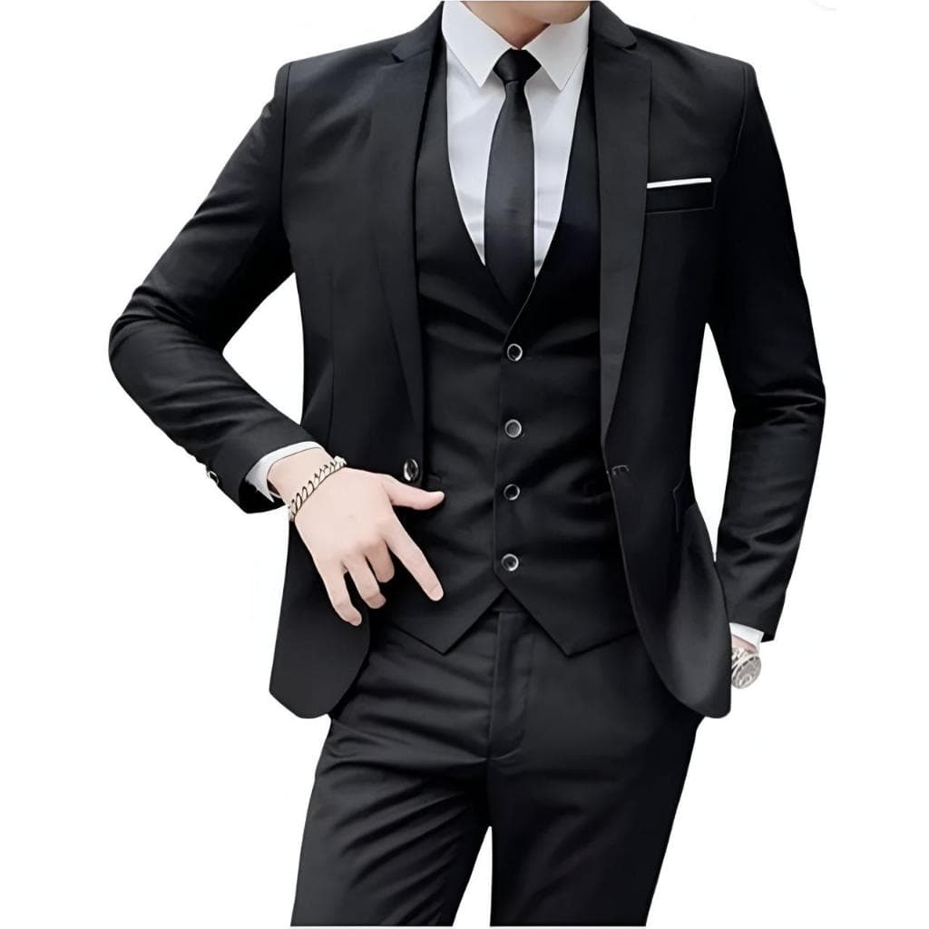 Terno Slim de Luxo Masculino Kit Completo - Blazer + Calça + Colete - Envio imediato