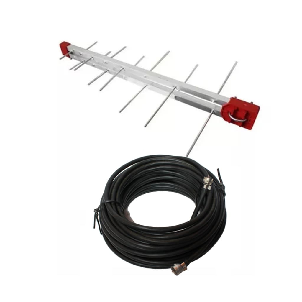 Antena Tv Digital 4K Externa UHF Digital Log 16 Elementos e Cabo 6mts