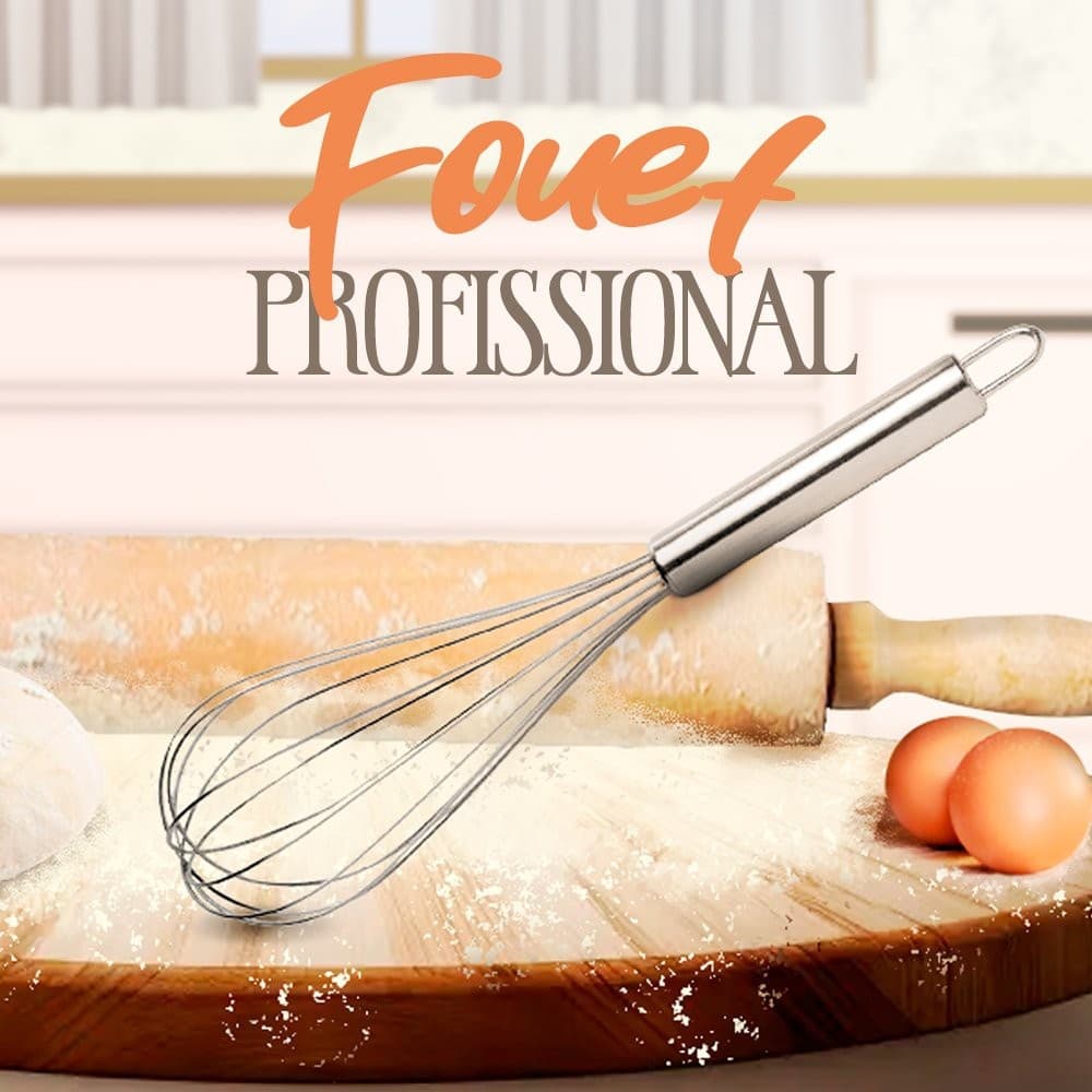 batetor de ovos manual Fouet Fuê Batedor de ovos Manual Aço Inox profissional 30 cm PROFISSIONAL