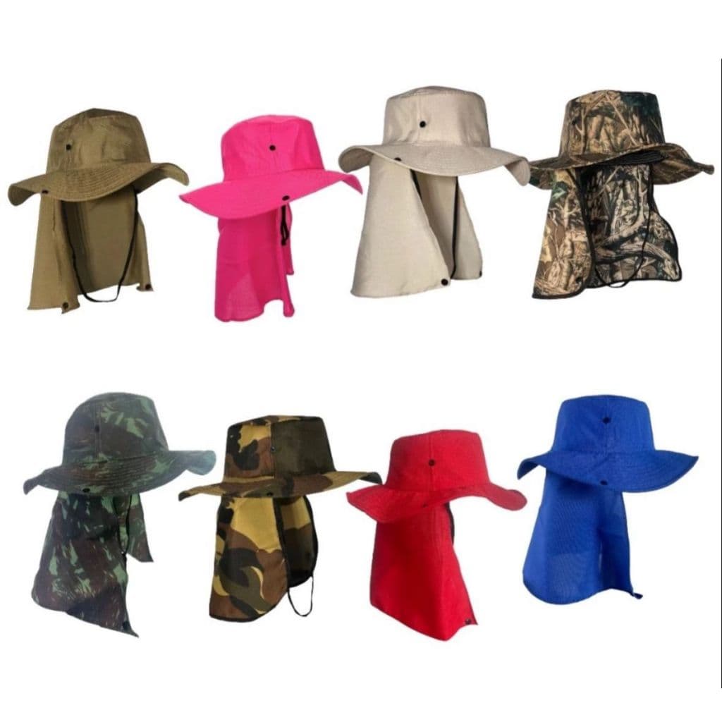 Chapéu Pescador Australiano Boné Pesca Proteção Pescoço Nuca Sol Camping