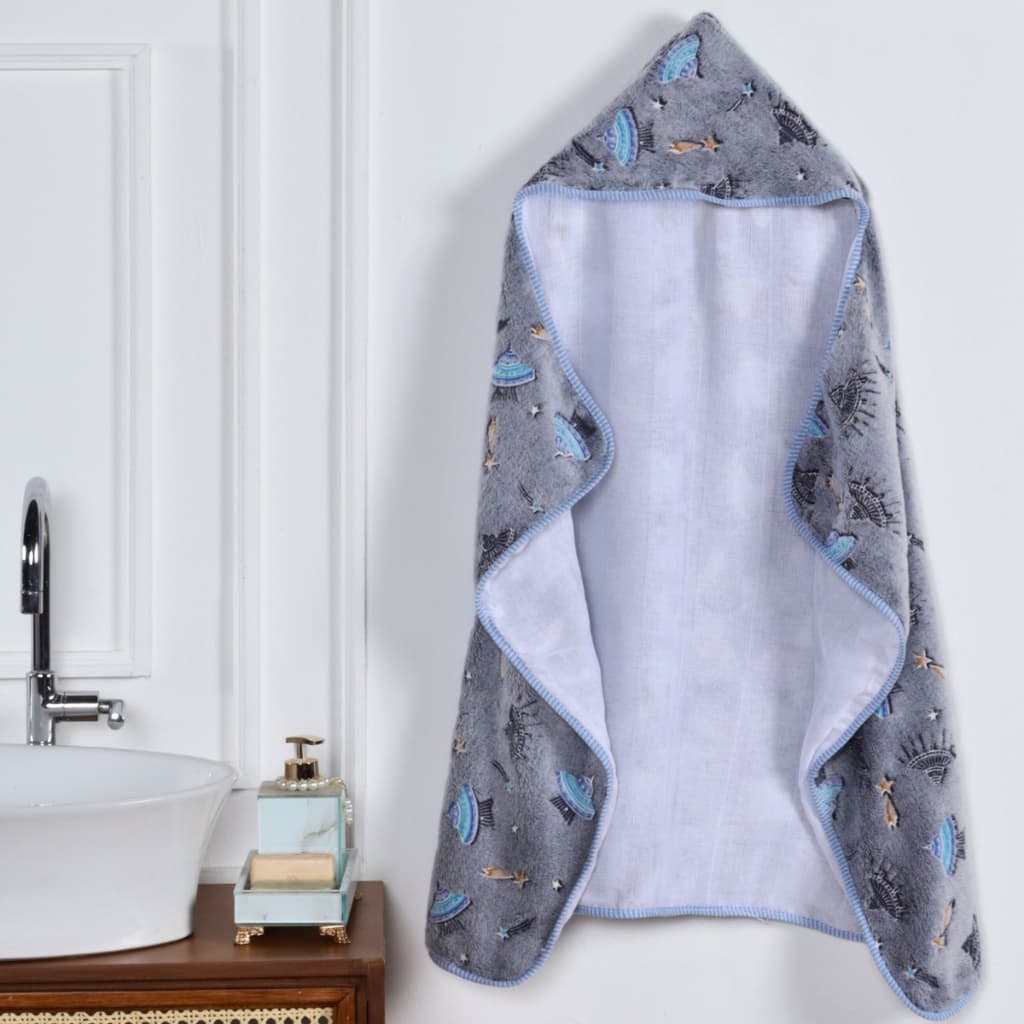 Toalha de Banho Bebê Tecido Soft Fleece Forrada em Fralda 100% Algodão com Capuz