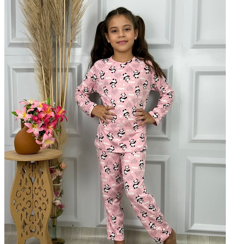 Kit com 2 ou 4 Pijamas infantil juvenil longo de inverno com calça e blusa de manga comprida de suede