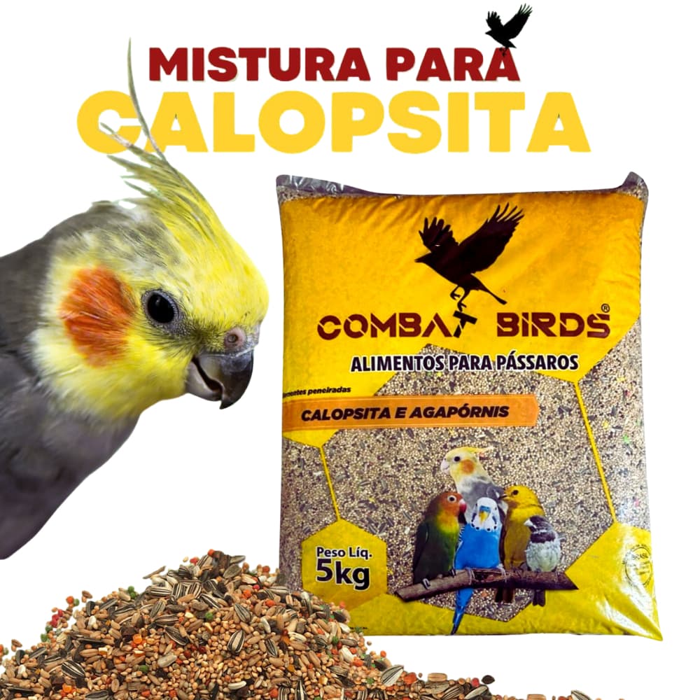 5kg Nutrição Premium Mix Sementes Balanceadas para Calopsita Óleo e Mel Combat Birds