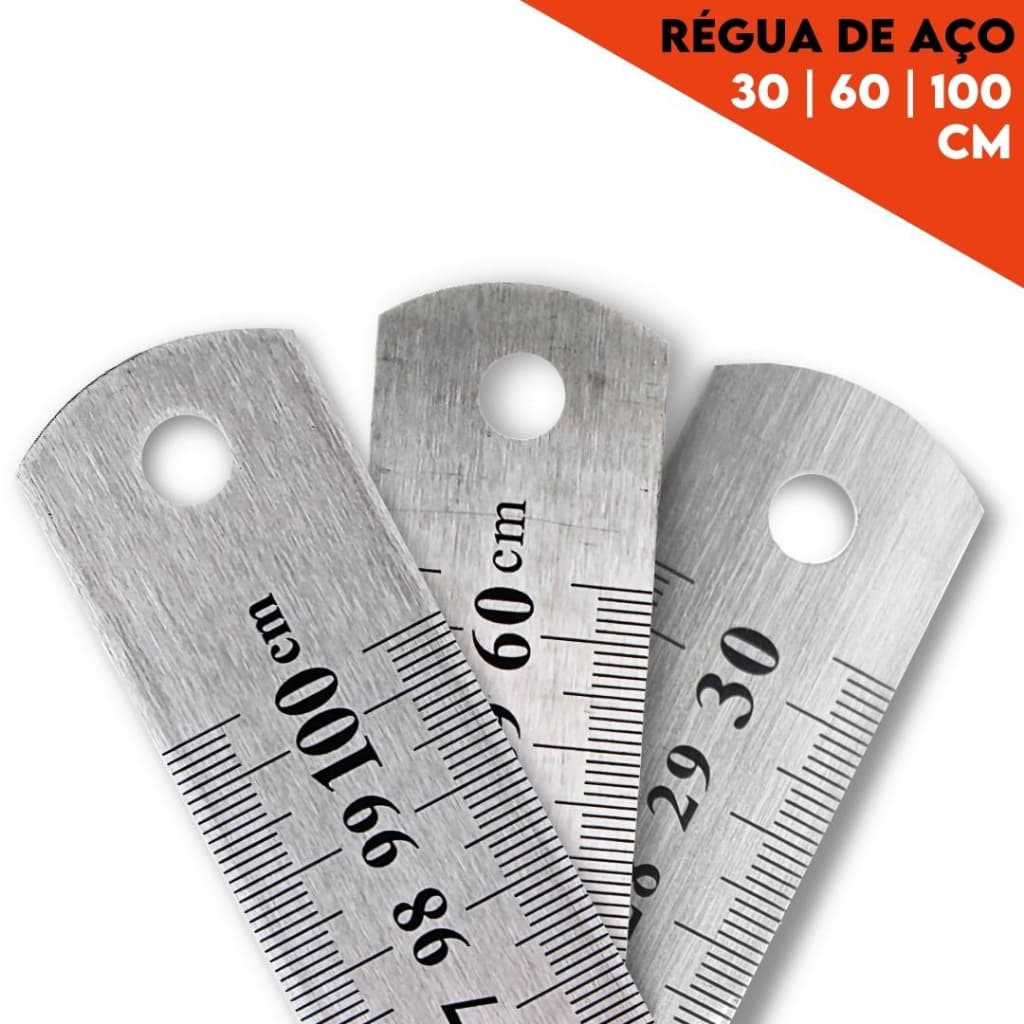 Régua De Metal - Aço Inox - Patchwork - 30 Cm/ 60 Cm/ 1 Metro - Nybc