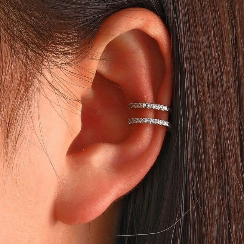 2 Piercing Argola Conch Fino Cravejado Strass