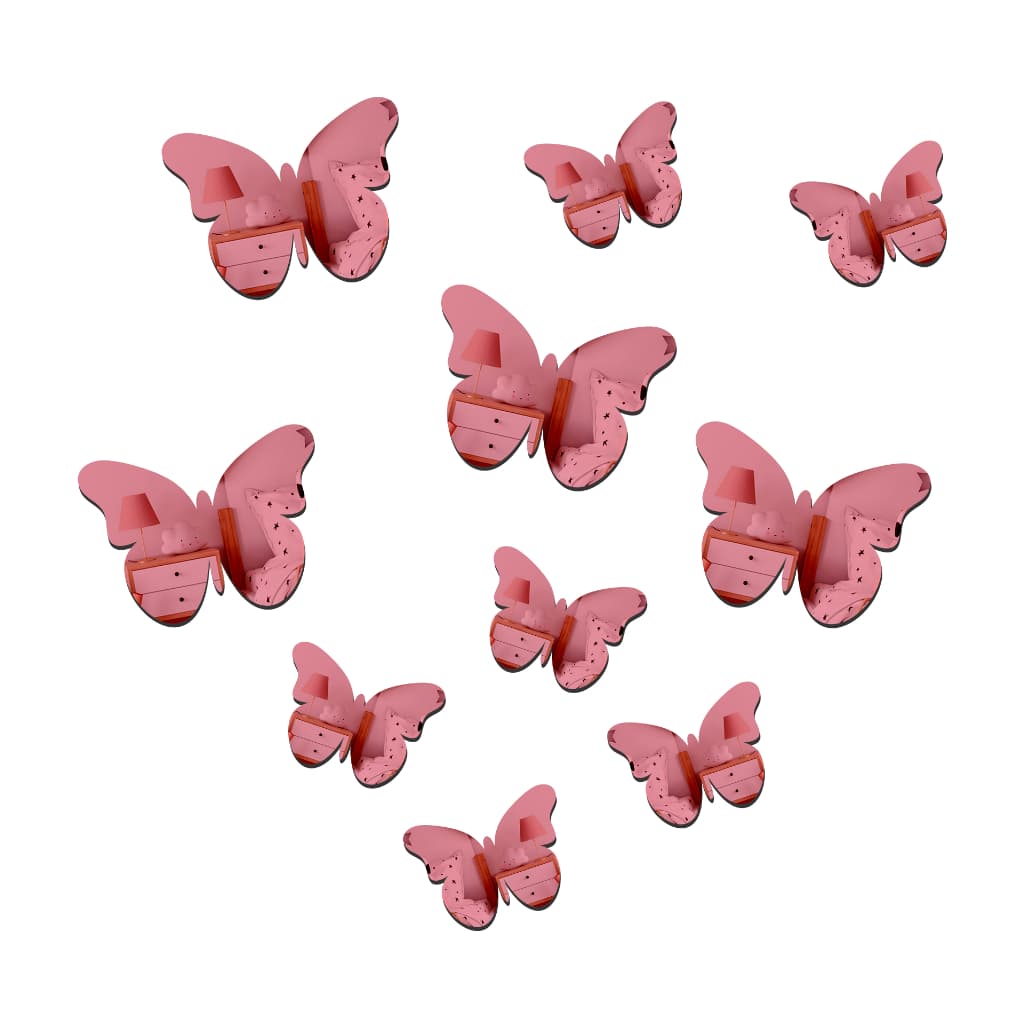 Kit 20 Borboletas Decorativas Acrílico Espelhado