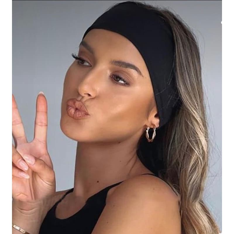 Kit 3 Faixas Larga De Cabeça Esportes Fitness Yoga Pilates Headband  Unisex  Penteados Preto 7x20cm