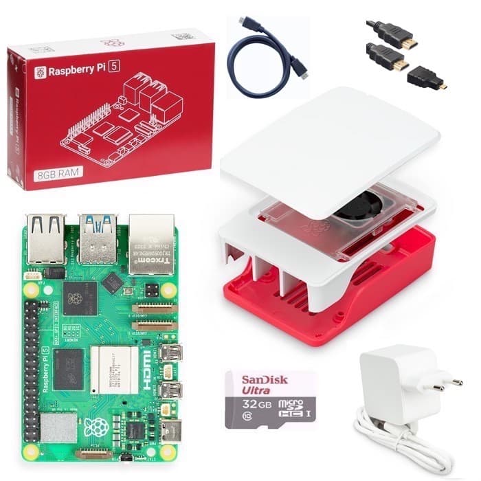Kit Raspberry Pi 5 Pi5 B 8gb Fonte Case Sd32gb