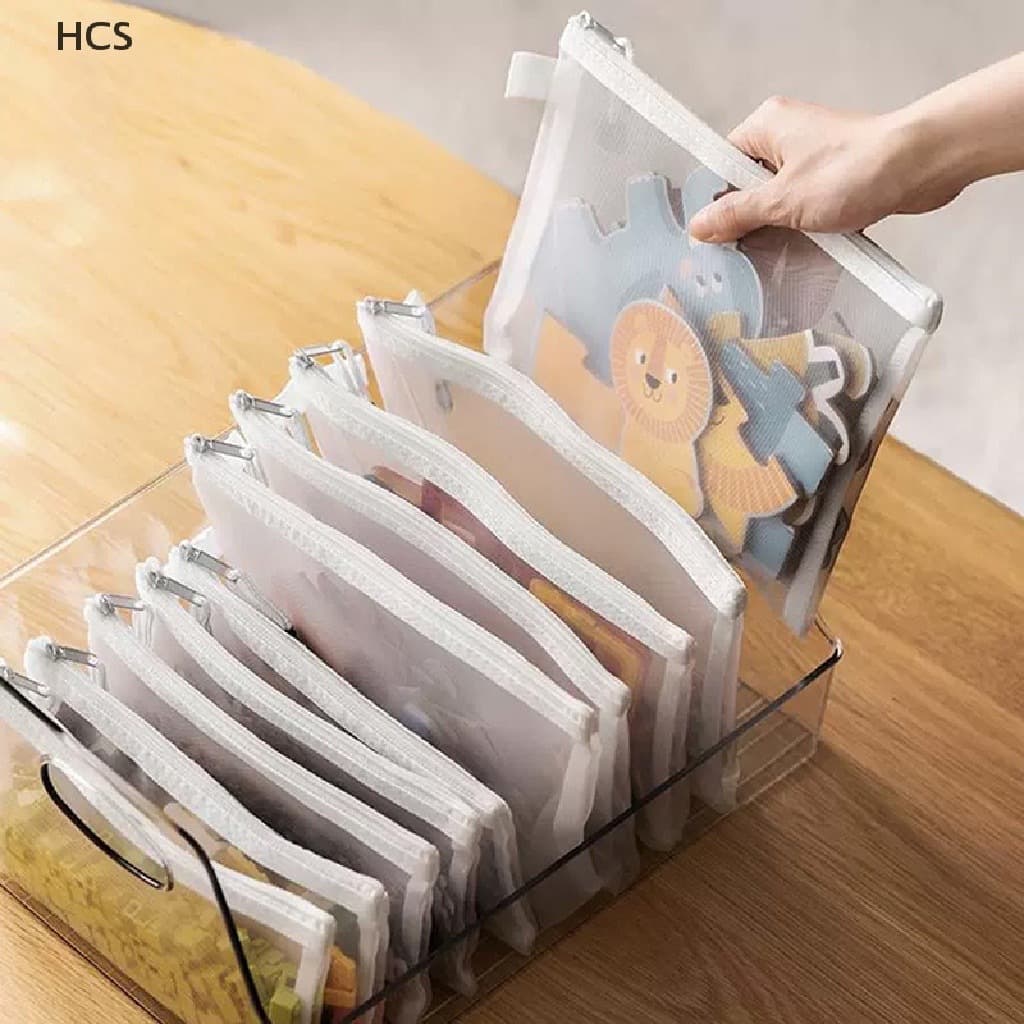 Kit 03 Saco De Armazenamento Saquinho De Organizador Arquivo Com Zíper À Prova D'água Pastas Escolar