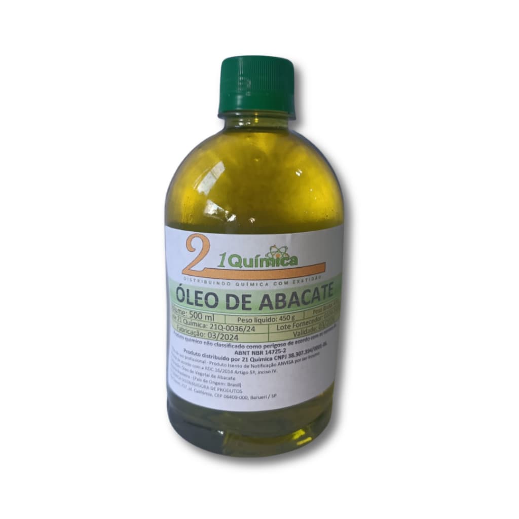 Óleo De Abacate 500ml 100% Puro Cicatrizante/Cabelos e Pele Hidratados