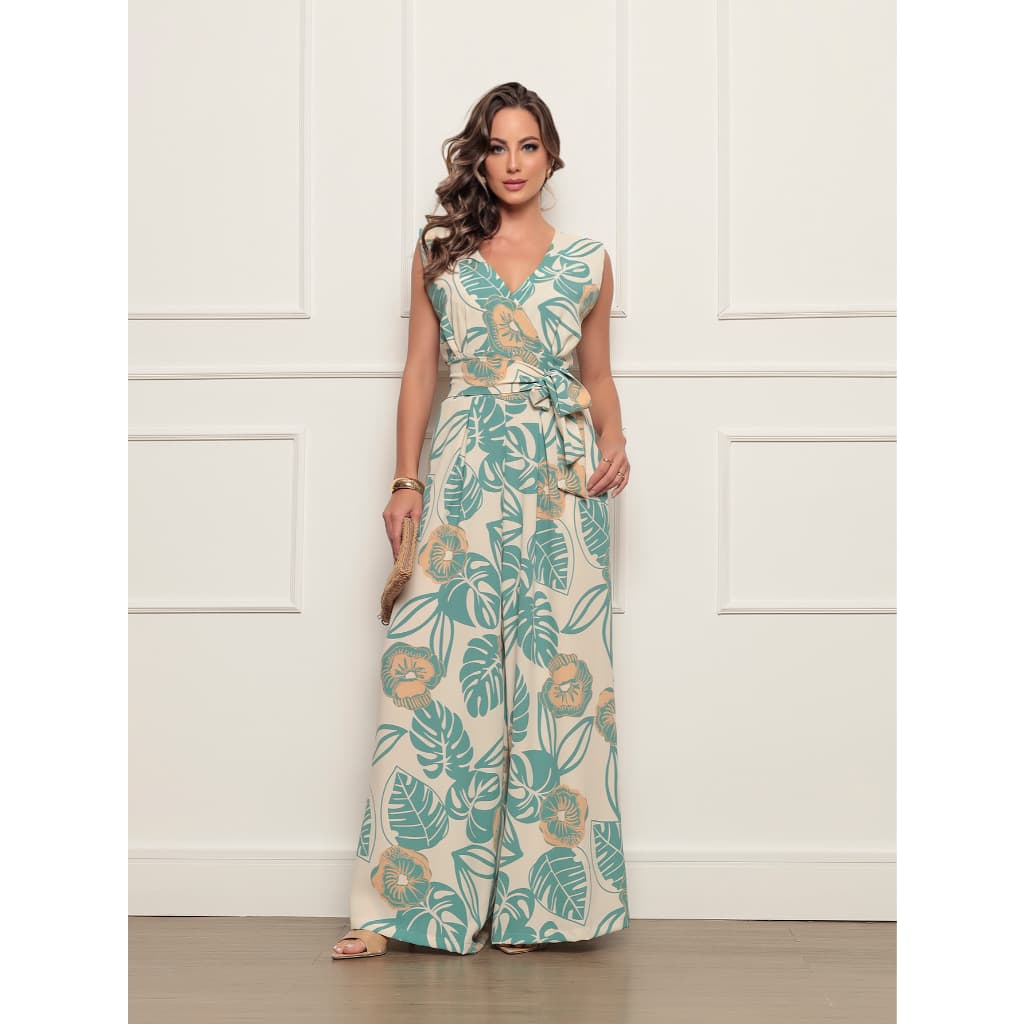 Macacão longo feminino estampado