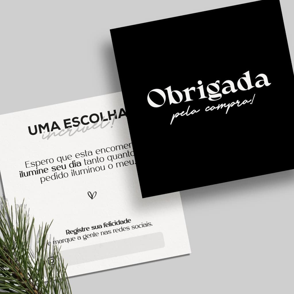 Cartão Postal de Agradecimento ao cliente preto - obrigada pela compra