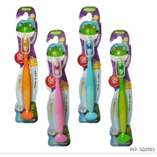 Escova de Dente Infantil Crocodile Cerdas Macias com Protetor   +2 anos
