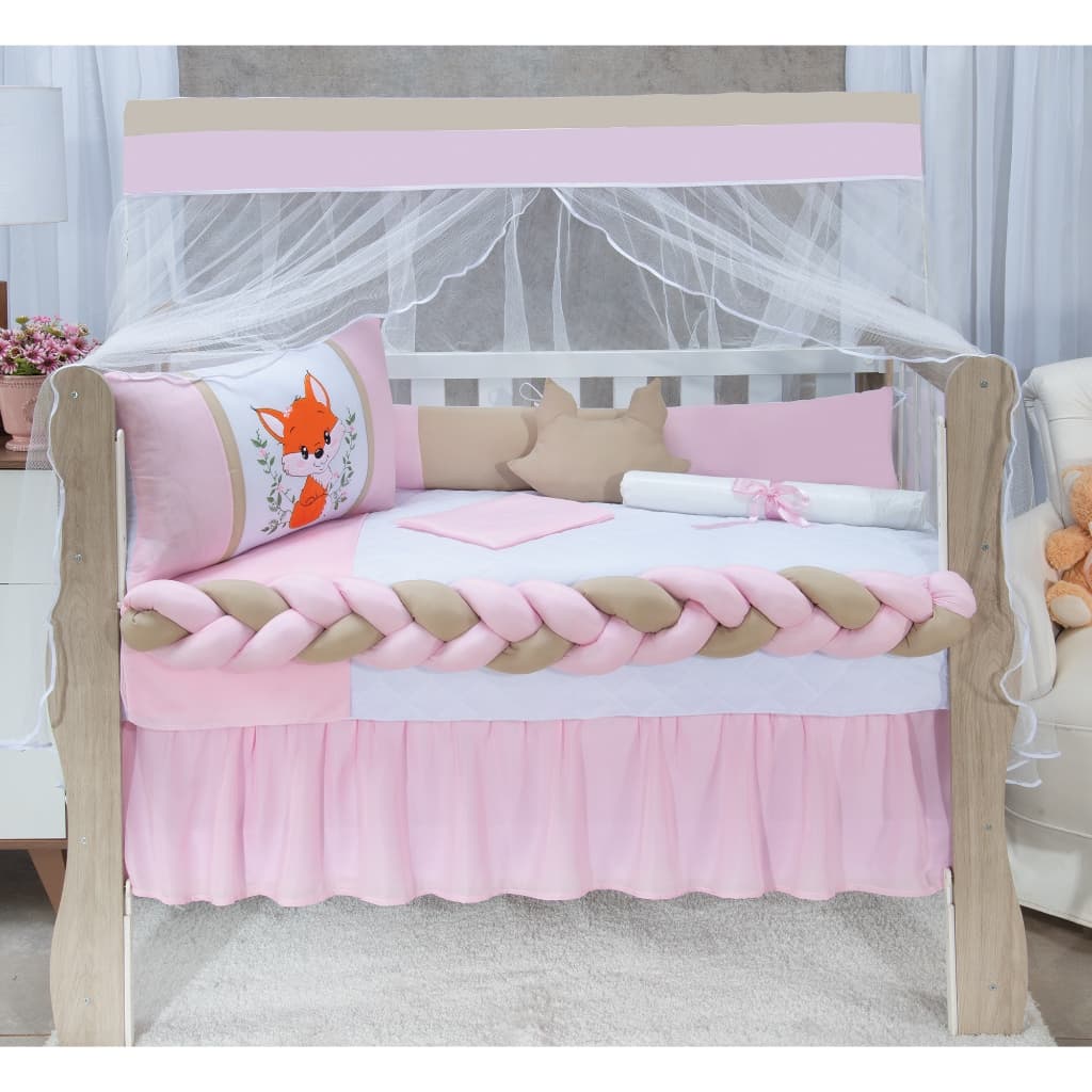 Berço Imperial 11 Peças Raposinha rosa Envio Imediato Rápido