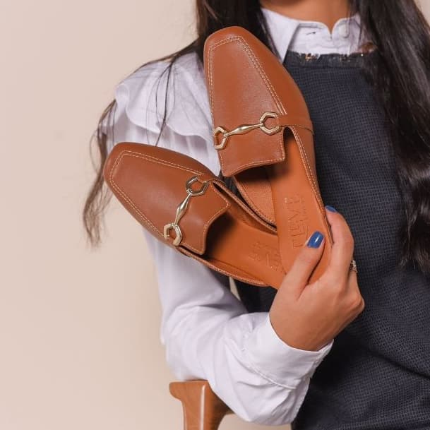 Mule Feminino Bico Quadrado Da Peça Grossa Casual Oferta Relâmpago