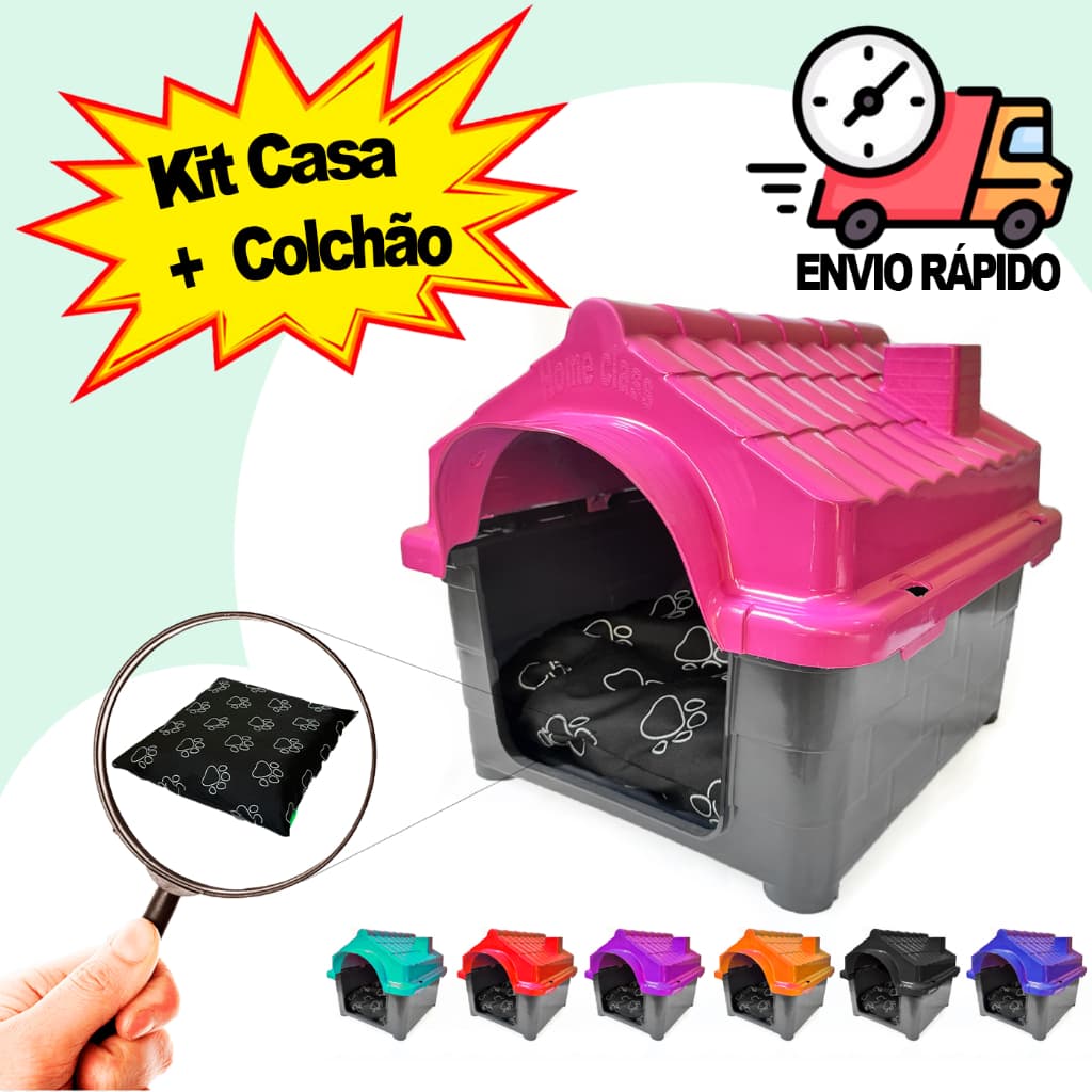 Casa + Cama Caminha Pet Casinha Para Cachorro Pet Cães e Gatos N°2 Pequenos