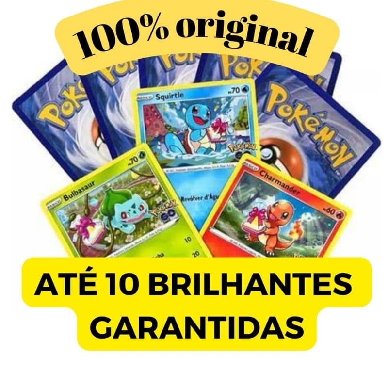 Lote Cartas pokemon até 110 cartas COM CARTAS BRILHANTES SEM REPETIDAS TODAS ORIGINAIS EM PORTUGUES
