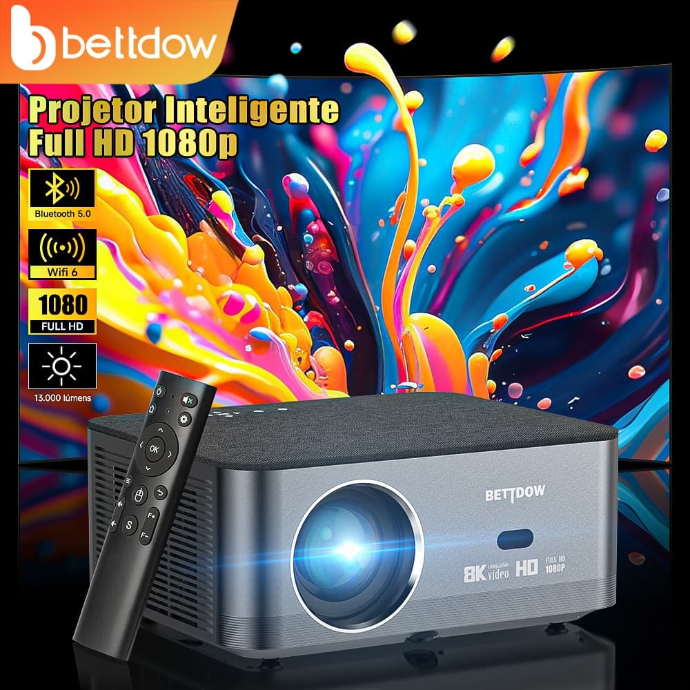BETTDOW 4K full HD 1080P Mini projetor Bluetooth 5.0 wifi 13000LM 700ANSI HDMI Dual-mode Controle Remoto E De Chaves