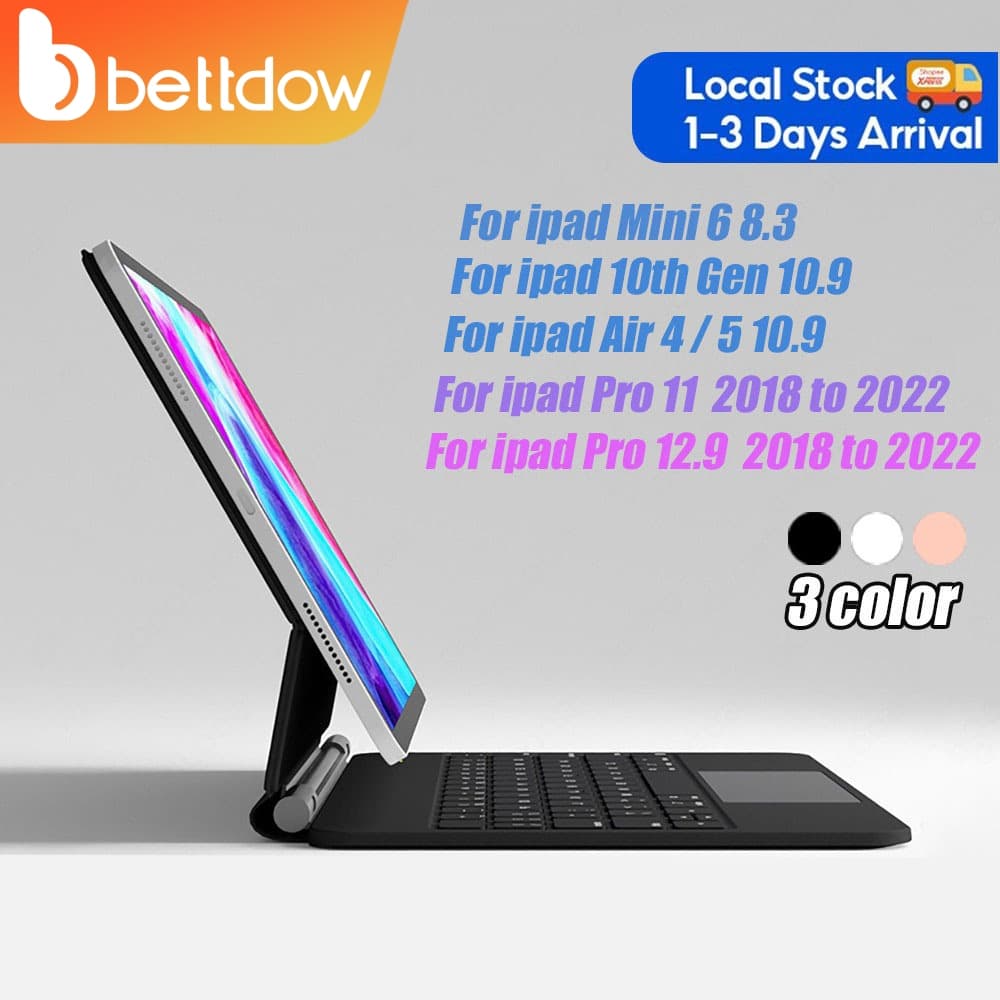 Bettdow Teclado mágico para Ipad Air 4/5 AIR6 2024 Pro 11 12.9 AIR6 13 inch 10th Gen Case Teclado Bluetooth sem fio