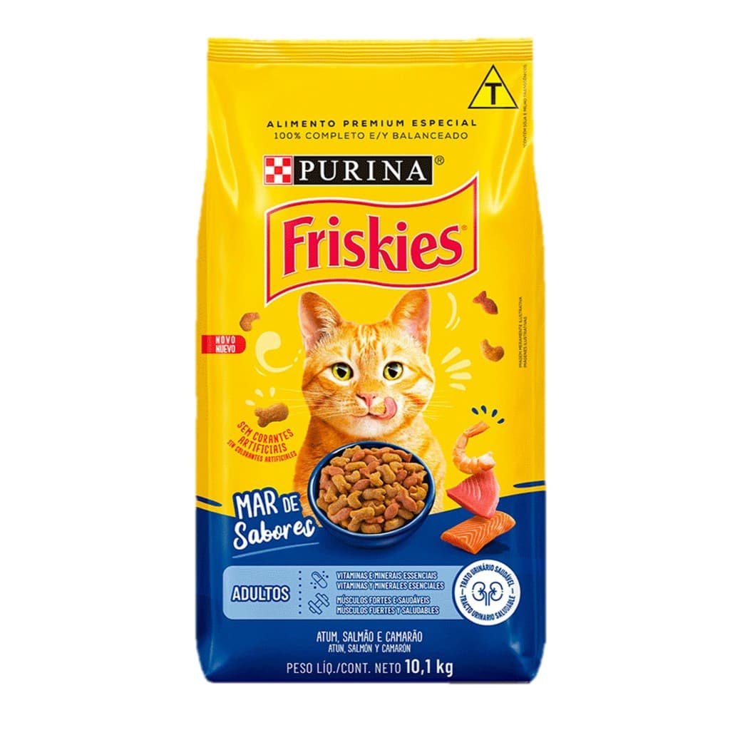 Ração Friskies Gatos Adultos Mar de Sabores Atum, Salmão e Camarão 10,1 kg