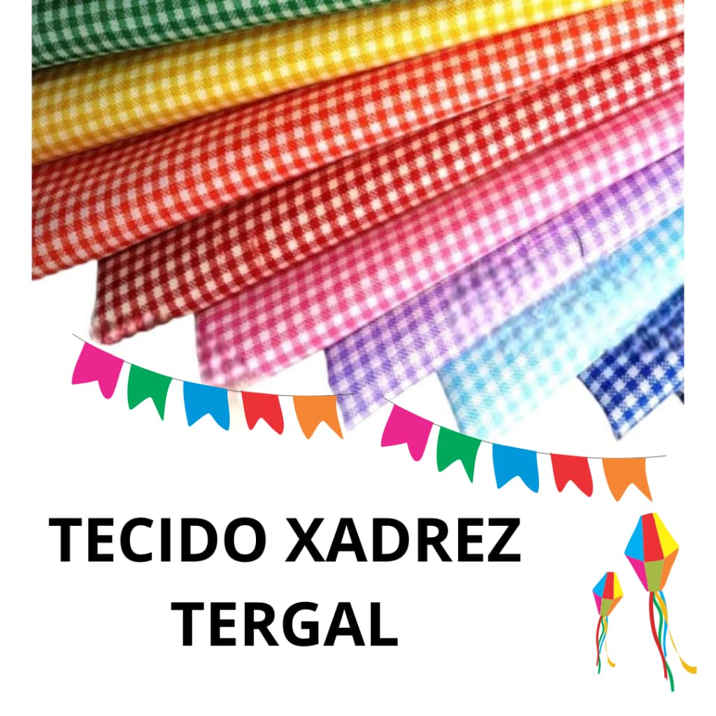 Tecido Tergal Xadrez 1 metro - Festa Junina e Artesanato