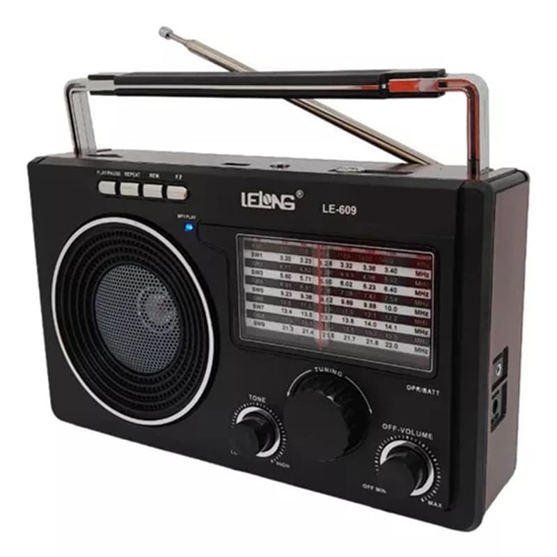 Rádio Portátil Am Fm Recarregável Pilha e Tomada USB Bluetooth LE-609