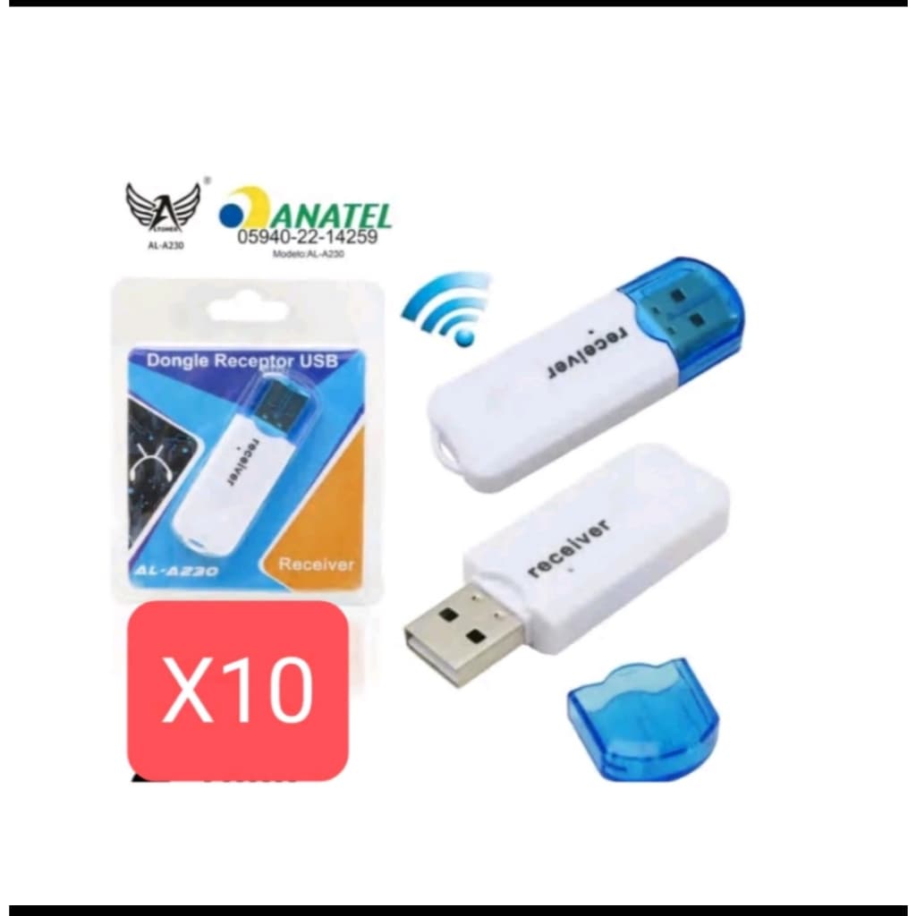 kit 10 6 ADAPTADOR RECEPTOR BLUETOOTH USB DE MÚSICA WIRELESS DONGLE - AL-A230