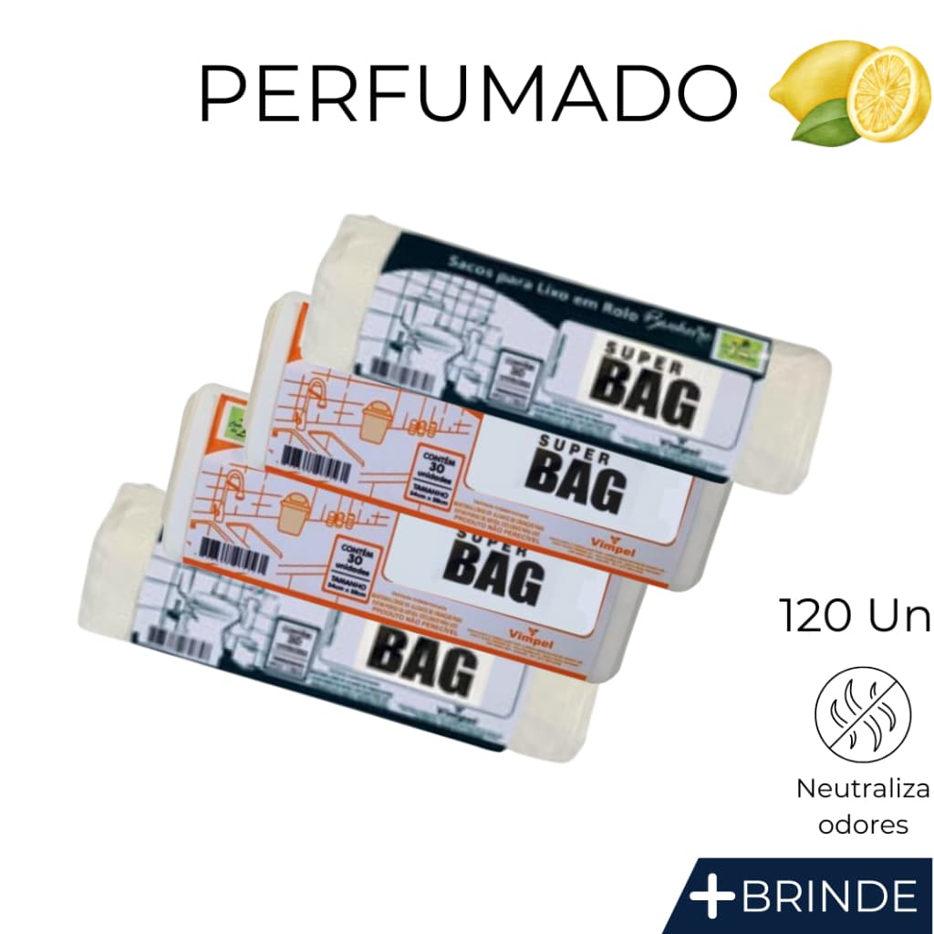 Kit 4 Saco De Lixo 120 Un Para Banheiro e Pia Perfumado 10 Litros